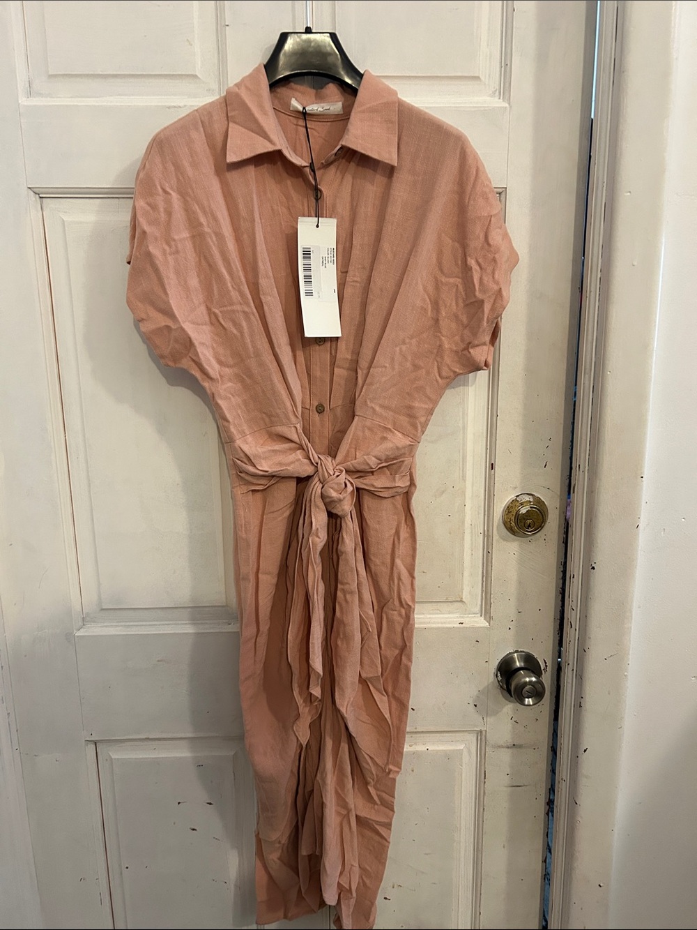 NWT Mustard Seed Tie-Front Shirt Dress in Dusty Rose- size S